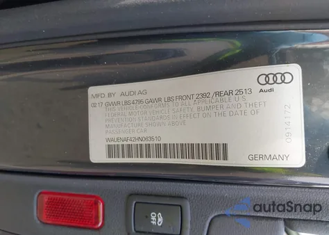 2017 Audi A4 2.0T Premium from USA, damaged, VIN WAUENAF42HN063510